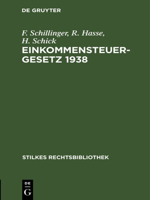 cover image of Einkommensteuergesetz 1938